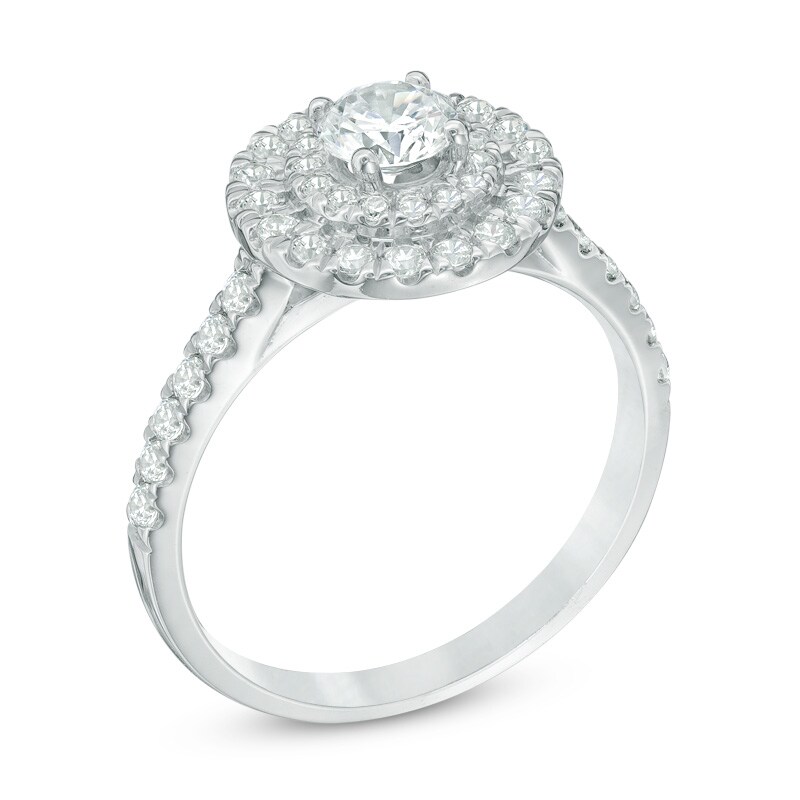 Previously Owned - 1 CT. T.W. Diamond Double Frame Engagement Ring in 14K White Gold