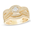 Thumbnail Image 0 of Previously Owned - 1/2 CT. T.W. Diamond Square Frame Twisted Shank Bridal Set in 14K Gold
