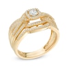 Thumbnail Image 1 of Previously Owned - 1/2 CT. T.W. Diamond Square Frame Twisted Shank Bridal Set in 14K Gold
