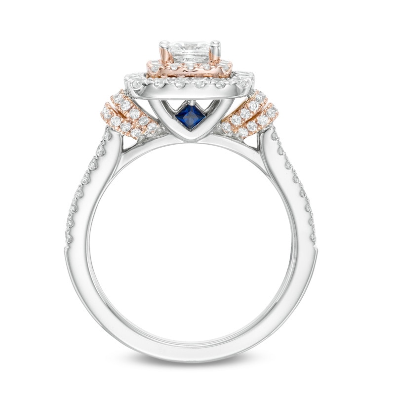 Previously Owned - Vera Wang Love Collection 1-1/5 CT. T.W Diamond Double Frame Engagement Ring in 14K Two-Toned Gold