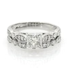 Thumbnail Image 1 of Previously Owned 1 CT. T.W. Princess-Cut Diamond Vintage-Style Soldered Bridal Set in 14K White Gold