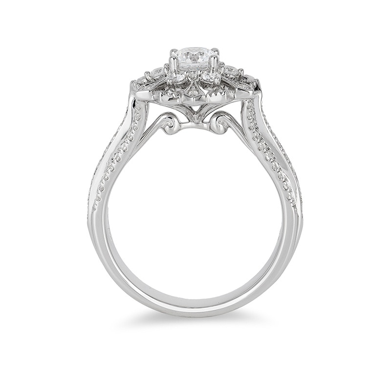 Main Image 2 of Previously Owned - Enchanted Disney Elsa 1 CT. T.W. Diamond Snowflake Frame Engagement Ring in 14K White Gold