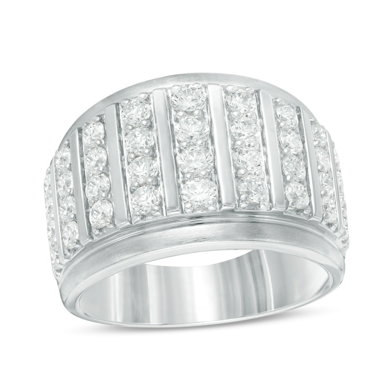 Previously Owned - Men's 2 CT. T.W. Diamond Multi-Row Ring in 10K White Gold