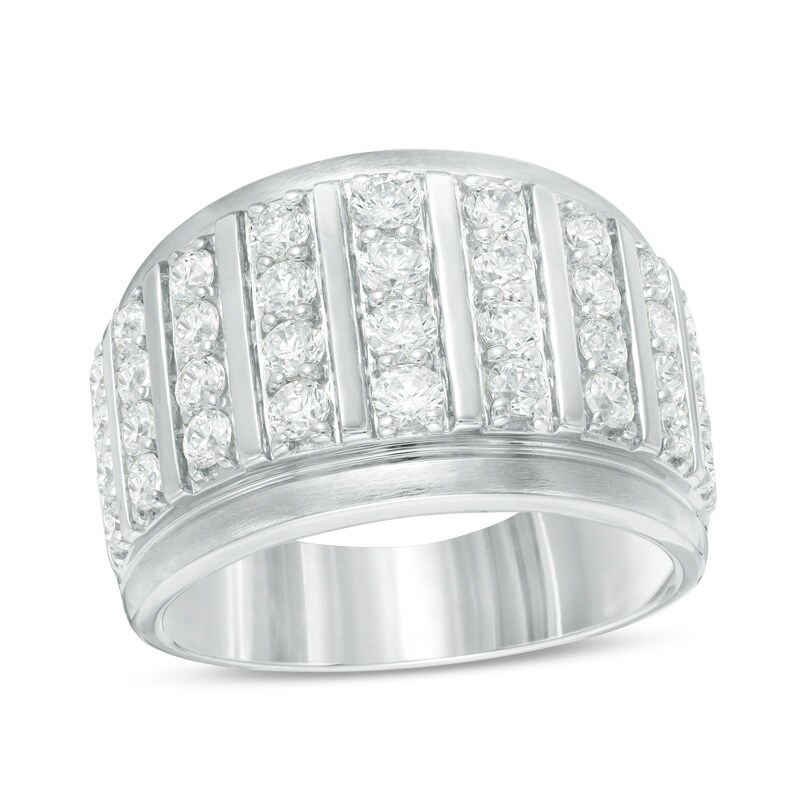 Previously Owned - Men's 2 CT. T.W. Diamond Multi-Row Ring in 10K White Gold