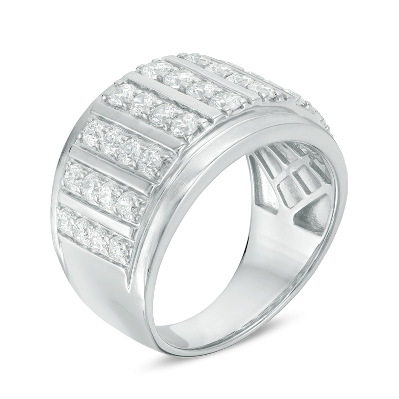 Previously Owned - Men's 2 CT. T.W. Diamond Multi-Row Ring in 10K White Gold