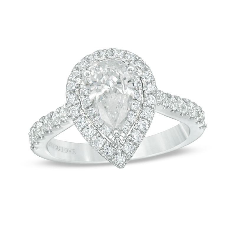 Previously Owned - Vera Wang Love Collection 1-3/4 CT. T.W. Pear-Shaped Diamond Engagement Ring in 14K White Gold