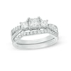 Previously Owned - 3/4 CT. T.W. Princess-Cut Diamond Three Stone Bridal Set in 10K White Gold