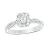 Thumbnail Image 1 of Previously Owned - 3/8 CT. T.W. Emerald-Cut Diamond Frame Twist Engagement Ring in 10K White Gold