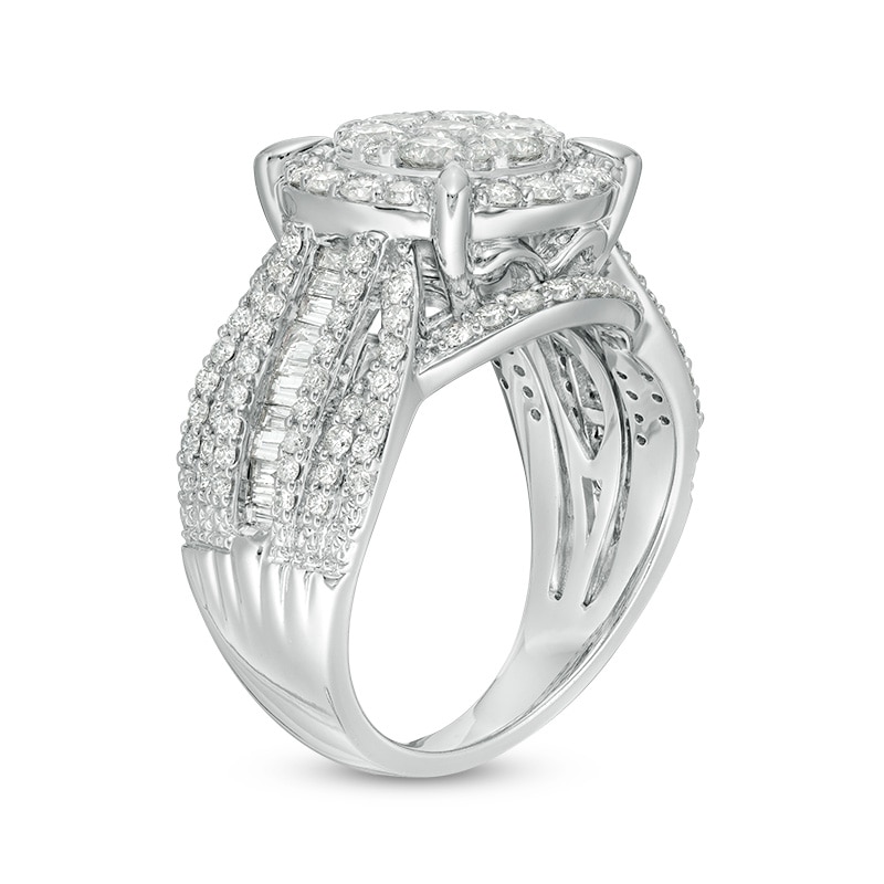 Main Image 2 of Previously Owned - 2 CT. T.W. Composite Diamond Frame Multi-Row Engagement Ring in 10K White Gold