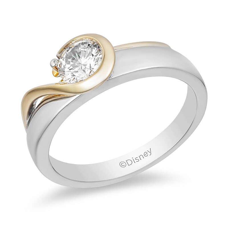 Main Image 1 of Previously Owned - Enchanted Disney Villains Hook 1/2 CT. T.W. Diamond Solitaire Engagement Ring in 14K Two-Tone Gold