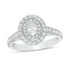 Thumbnail Image 0 of Previously Owned - 1 CT. T.W. Oval Diamond Double Frame Engagement Ring in 14K White Gold