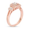 Thumbnail Image 3 of Previously Owned - 1/2 CT. T.W. Diamond Past Present Future® Double Cushion Frame Engagement Ring in 10K Rose Gold