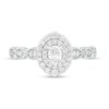 Thumbnail Image 4 of Previously Owned - 3/8 CT. T.W. Oval Diamond Double Frame Art Deco Vintage-Style Engagement Ring in 10K White Gold