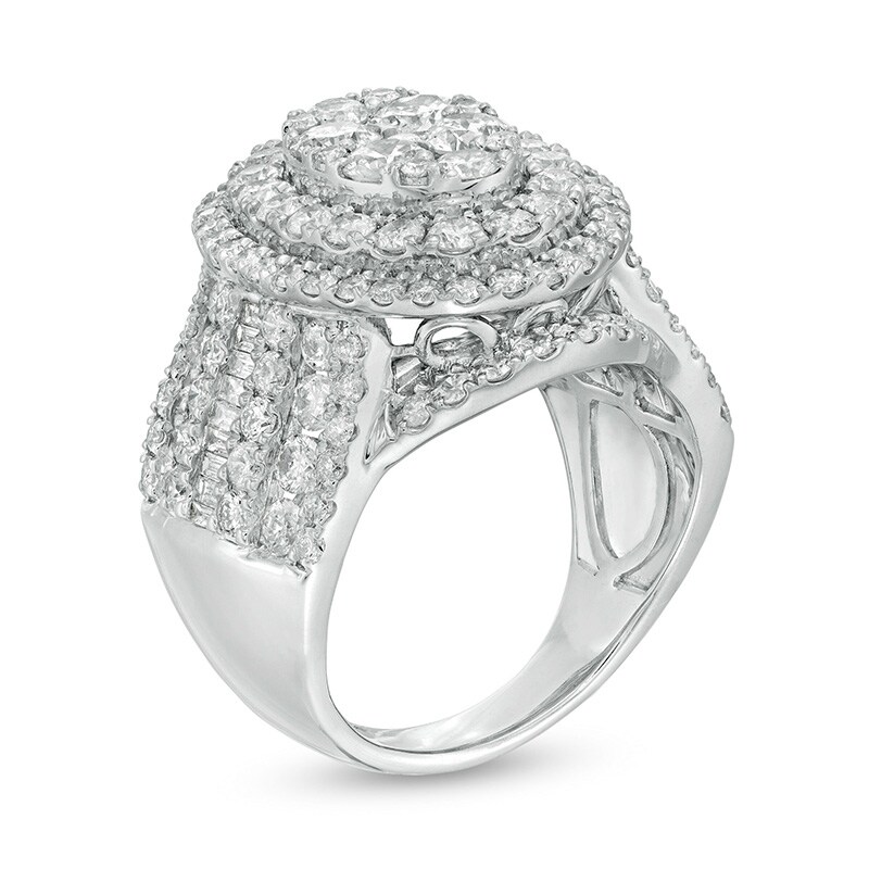 Main Image 3 of Previously Owned - 4 CT. T.W. Composite Diamond Oval Frame Engagement Ring in 10K White Gold