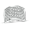 Thumbnail Image 1 of Previously Owned - 1/3 CT. T.W. Diamond Multi-Row Geometric Ring in Sterling Silver