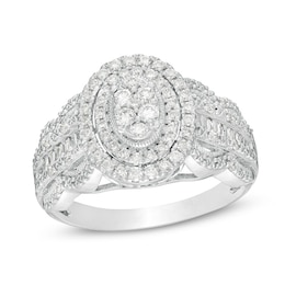 Previously Owned - 1/2 CT. T.W. Composite Diamond Frame Vintage-Style Scallop Edge Engagement Ring in 10K White Gold