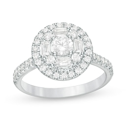 Previously Owned - 1 CT. T.W. Diamond Frame Engagement Ring in 14K White Gold