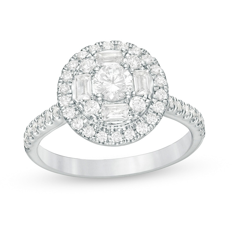 Previously Owned - 1 CT. T.W. Diamond Frame Engagement Ring in 14K White Gold