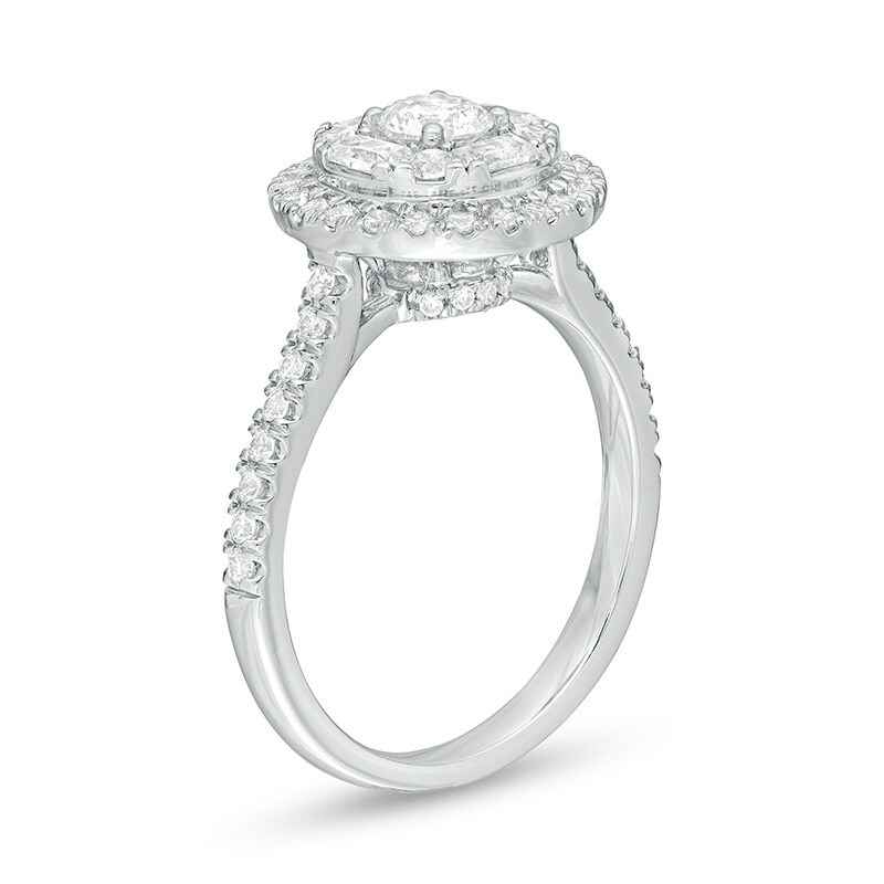 Previously Owned - 1 CT. T.W. Diamond Frame Engagement Ring in 14K White Gold