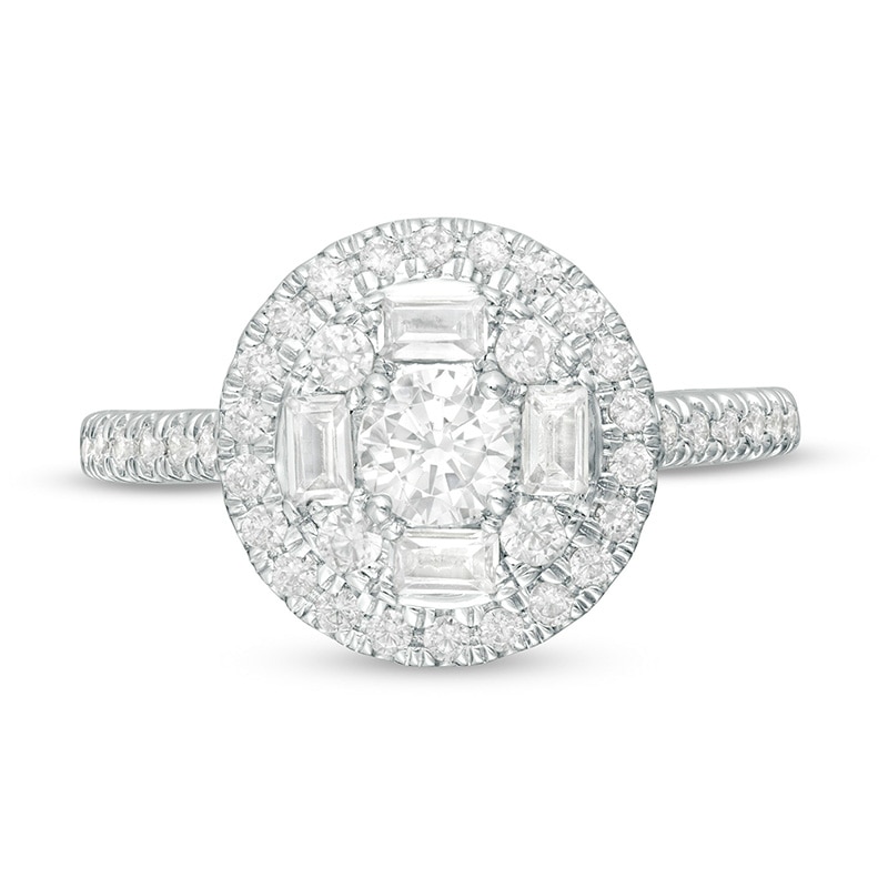 Previously Owned - 1 CT. T.W. Diamond Frame Engagement Ring in 14K White Gold