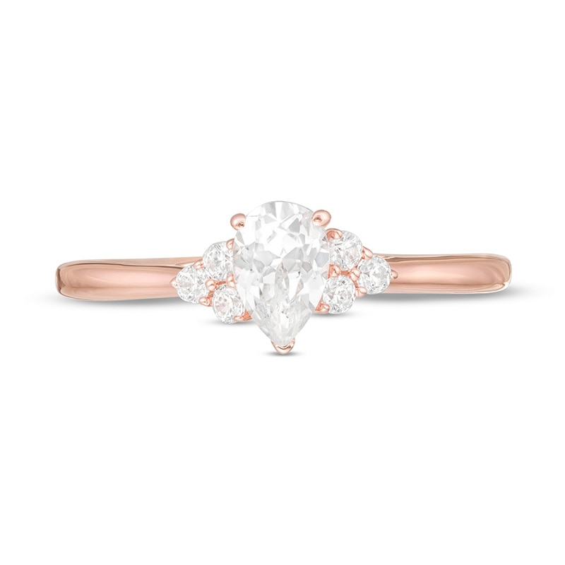 Previously Owned - 3/8 CT. T.W. Pear-Shaped Diamond Tri-Sides Engagement Ring in 10K Rose Gold