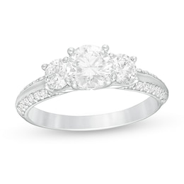 Previously Owned - 1-1/2 CT. T.W. Lab-Grown Diamond Past Present Future® Engagement Ring in 14K White Gold (G/SI2)