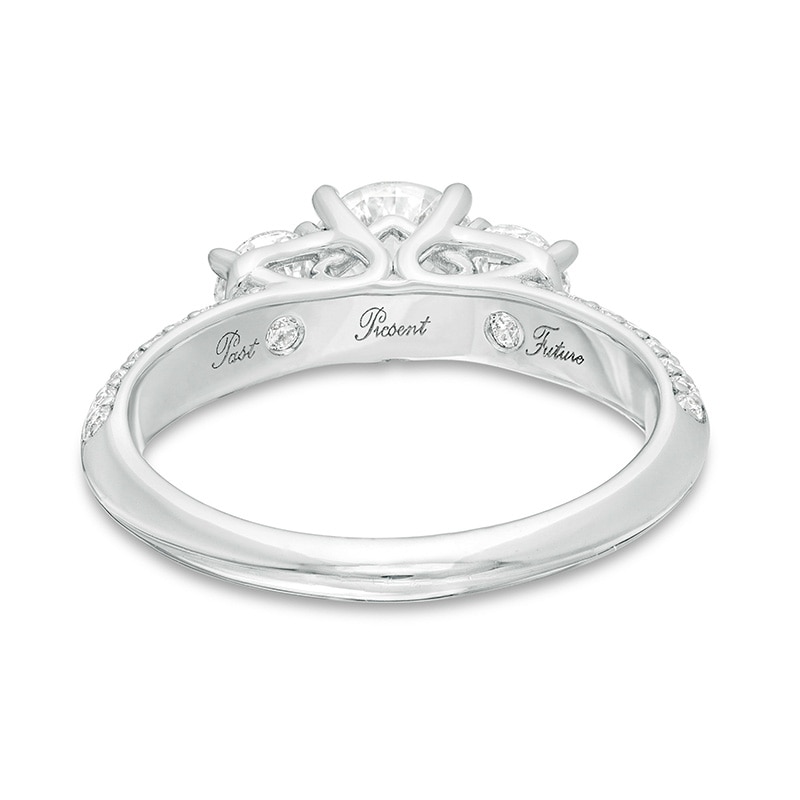 Main Image 4 of Previously Owned - 1-1/2 CT. T.W. Lab-Grown Diamond Past Present Future® Engagement Ring in 14K White Gold (G/SI2)
