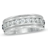 Thumbnail Image 1 of Previously Owned - Vera Wang Men's 1 CT. T.W. Diamond and Sapphire Wedding Band in 14K White Gold
