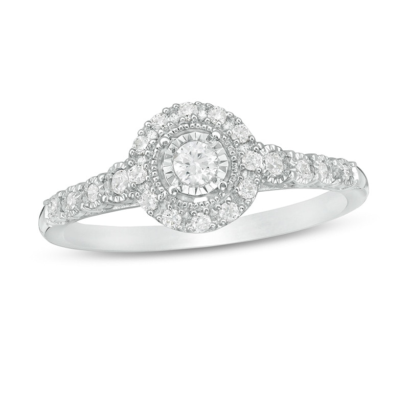 Previously Owned - 1/4 CT. T.W. Diamond Frame Promise Ring in 10K White Gold