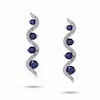 Thumbnail Image 1 of Previously Owned - Journey Lab-Created Blue Sapphire Vertical Wave Earrings in 10K White Gold with Diamond Accents