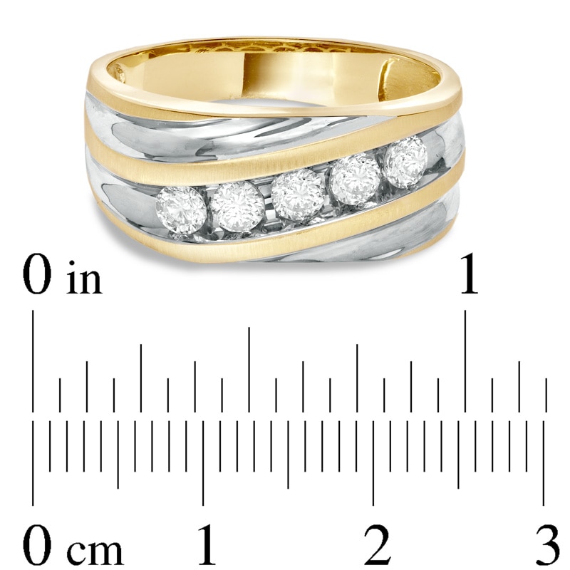 Previously Owned - Men's 1/2 CT. T.W. Diamond Slant Wedding Band in 14K Two-Tone Gold