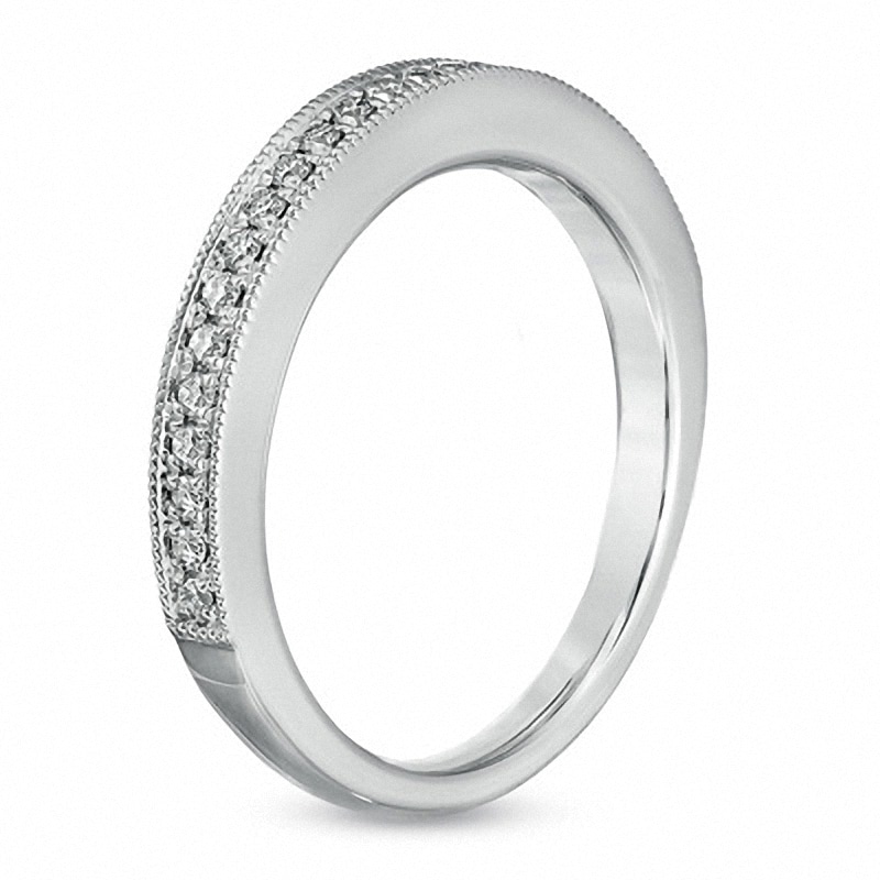 Main Image 2 of Previously Owned - Vera Wang Love Collection 1/5 CT. T.W. Diamond Milgrain Wedding Band in 14K White Gold