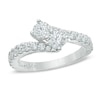 Thumbnail Image 1 of Previously Owned - Ever Us® 1-1/2 CT. T.W. Two-Stone Diamond Bypass Ring in 14K White Gold