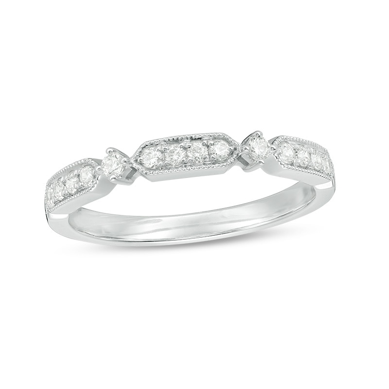 Previously Owned - 1/5 CT. T.W. Diamond Art Deco Vintage-Style Band in 10K White Gold