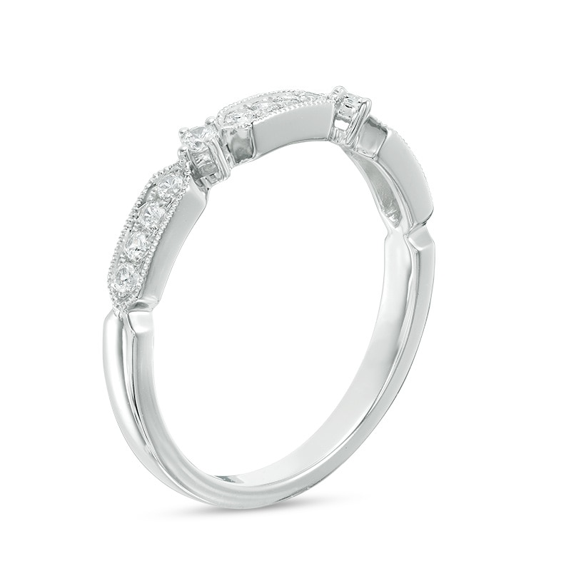 Previously Owned - 1/5 CT. T.W. Diamond Art Deco Vintage-Style Band in 10K White Gold