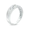 Thumbnail Image 2 of Previously Owned - 1/20 CT. T.W. Diamond Three Stone Slant Groove Wedding Band in 10K White Gold