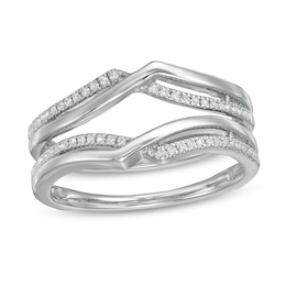 Previously Owned - 1/8 CT. T.W. Diamond Crossover Solitaire Enhancer in 14K White Gold