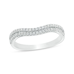 Previously Owned - 1/4 CT. T.W. Diamond Double Row Contour Anniversary Band in 10K White Gold