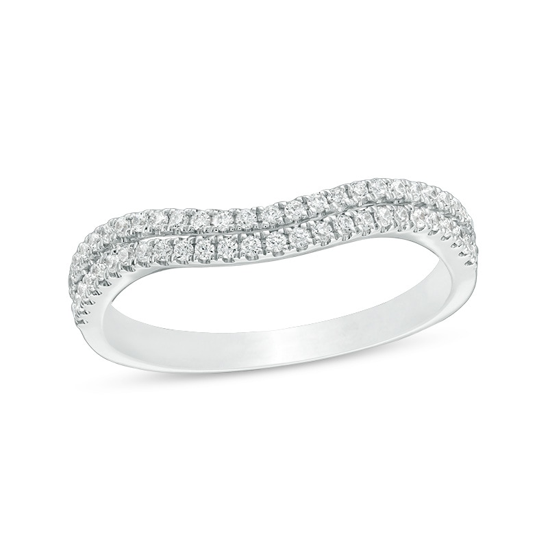 Previously Owned - 1/4 CT. T.W. Diamond Double Row Contour Anniversary Band in 10K White Gold