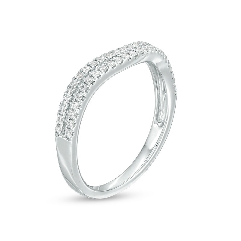Previously Owned - 1/4 CT. T.W. Diamond Double Row Contour Anniversary Band in 10K White Gold
