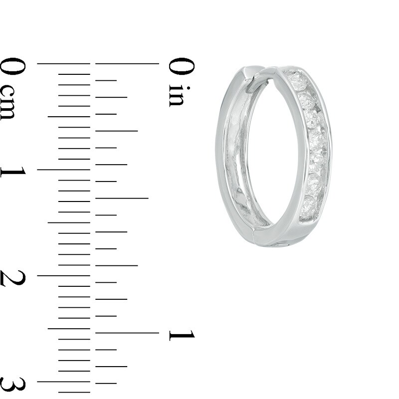 Main Image 2 of Previously Owned - 1/2 CT. T.W. Diamond Huggie Hoop Earrings in 10K White Gold
