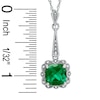 Thumbnail Image 2 of Previously Owned - Cushion-Cut Lab-Created Emerald Vintage-Style Pendant and Earrings Set in Sterling Silver
