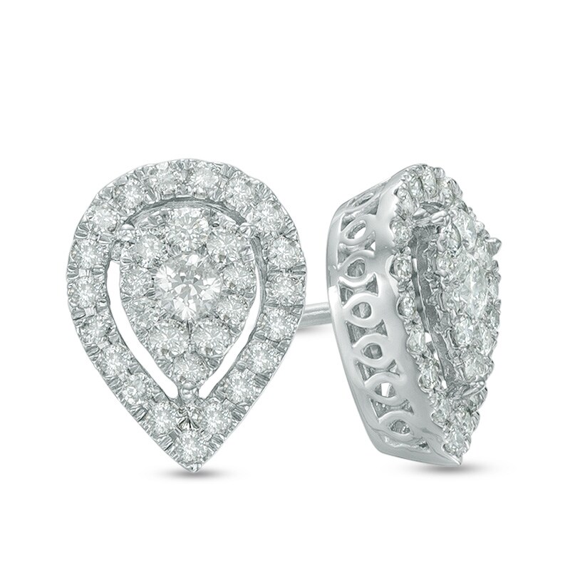 Main Image 1 of Previously Owned - 1/2 CT. T.W. Composite Diamond Pear-Shaped Stud Earrings in 10K White Gold