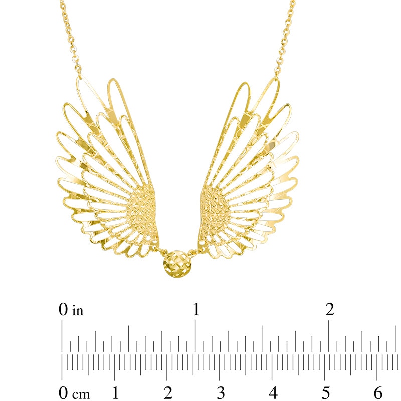 Main Image 2 of Previously Owned - Diamond-Cut Angel Wings Necklace in 10K Gold - 19"
