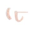Previously Owned - 1/10 CT. T.W. Diamond Curve J-Hoop Earrings in 10K Rose Gold