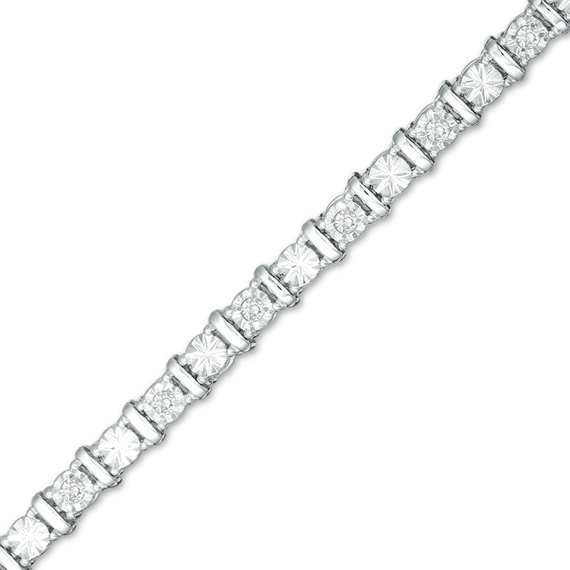 Main Image 1 of Previously Owned - 1/4 CT. T.W. Diamond Bar Tennis Bracelet in Sterling Silver - 7.25"