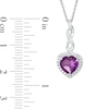 Thumbnail Image 1 of Previously Owned - Heart-Shaped Amethyst and Lab-Created White Sapphire Infinity Drop Pendant and Earrings Set