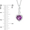 Thumbnail Image 1 of Previously Owned - Heart-Shaped Amethyst and Lab-Created White Sapphire Infinity Drop Pendant and Earrings Set