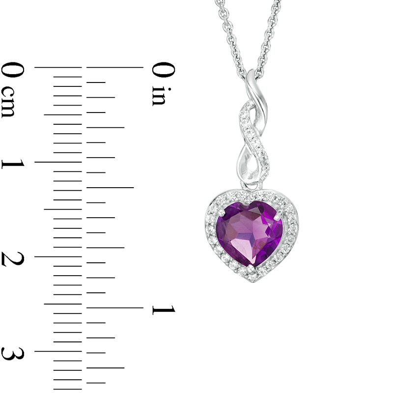 Previously Owned - Heart-Shaped Amethyst and Lab-Created White Sapphire Infinity Drop Pendant and Earrings Set