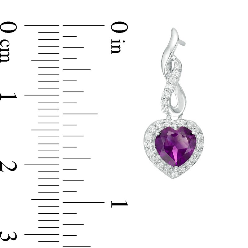 Previously Owned - Heart-Shaped Amethyst and Lab-Created White Sapphire Infinity Drop Pendant and Earrings Set